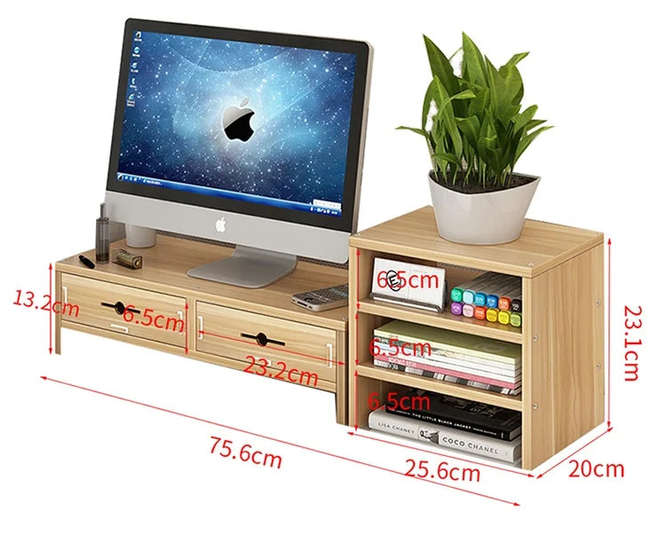 Desktop Monitor Elevated Rack Laptop Office Desk Shelf Keyboard Storage Organizing Desktop Storage Box