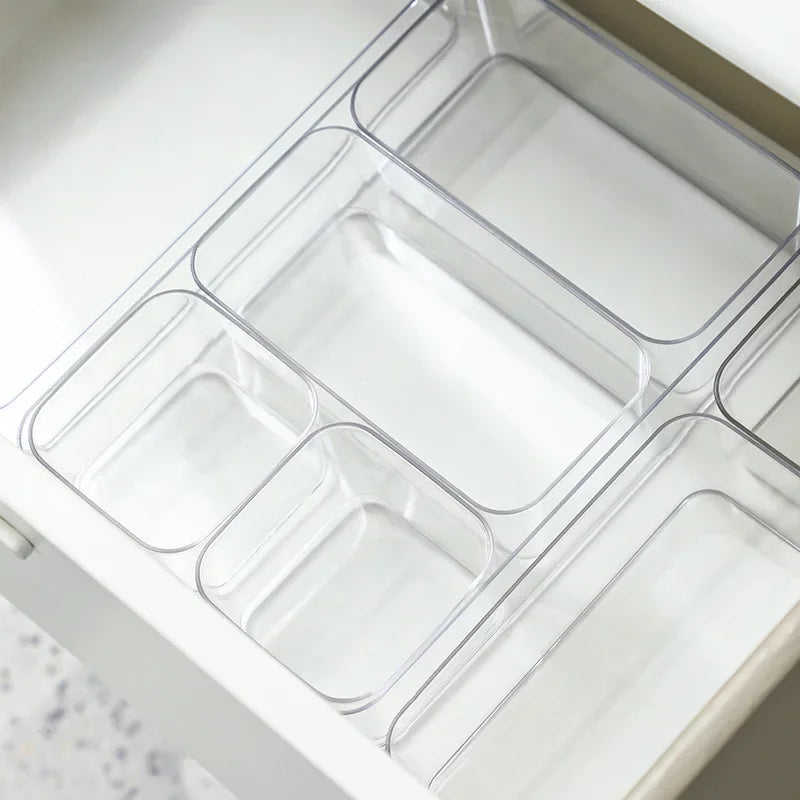 Transparent Box Storage Organizer Desk Plastic Storage Box Container Drawer Organizer Table Jewelry Box Makeup Organizer Boxes