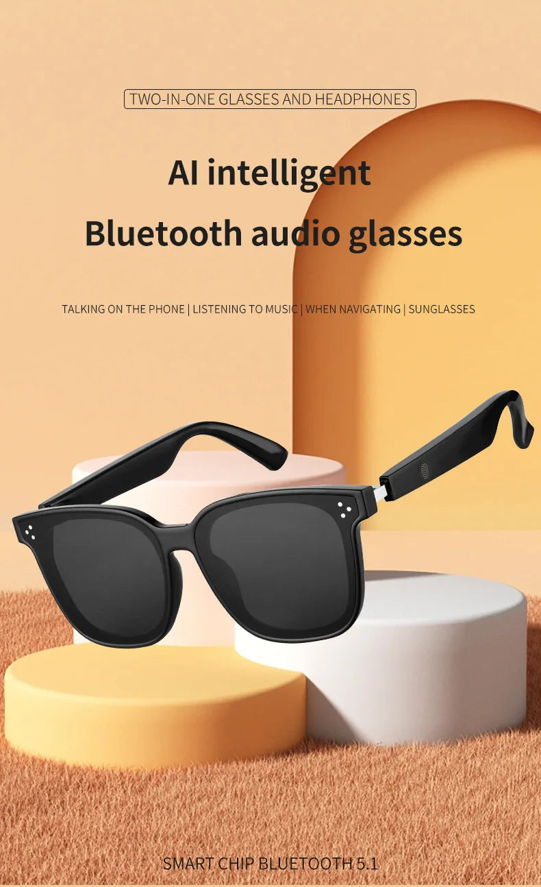 Bluetooth Smart Audio Glasses For Listen To Music And Call Fishing Driving UV 400 Protection Sunglasses Fast Charging Headphone