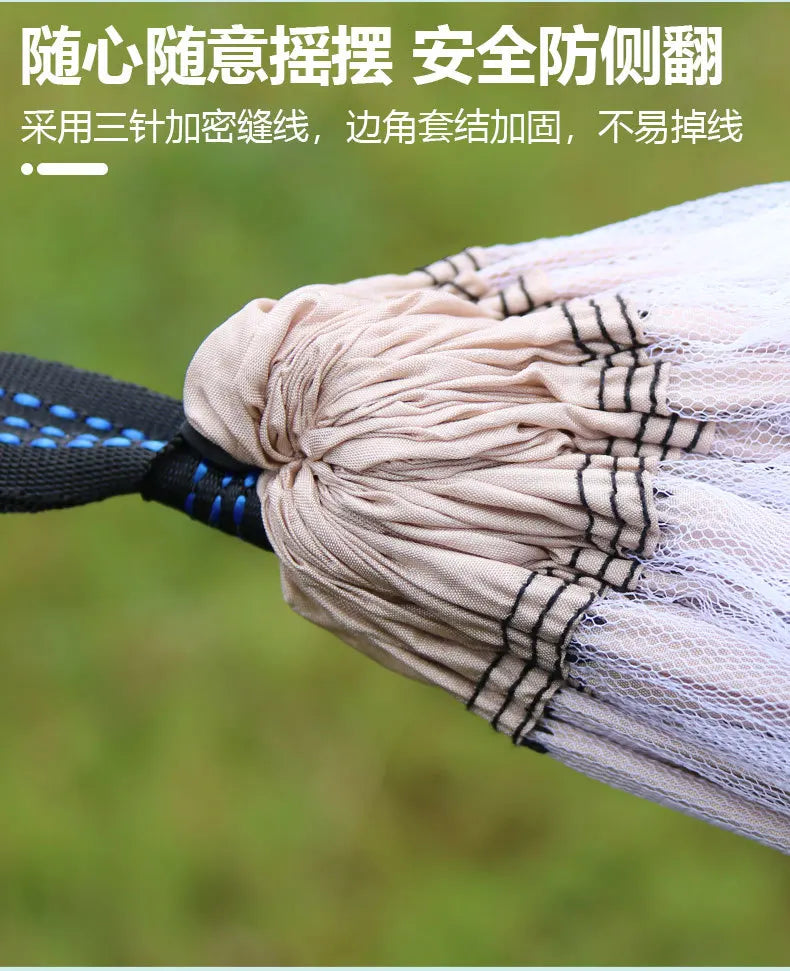 Enjoy cross-border exclusive hammock outdoor double person anti rollover 210T nylon spinning pole anti mosquito hammock