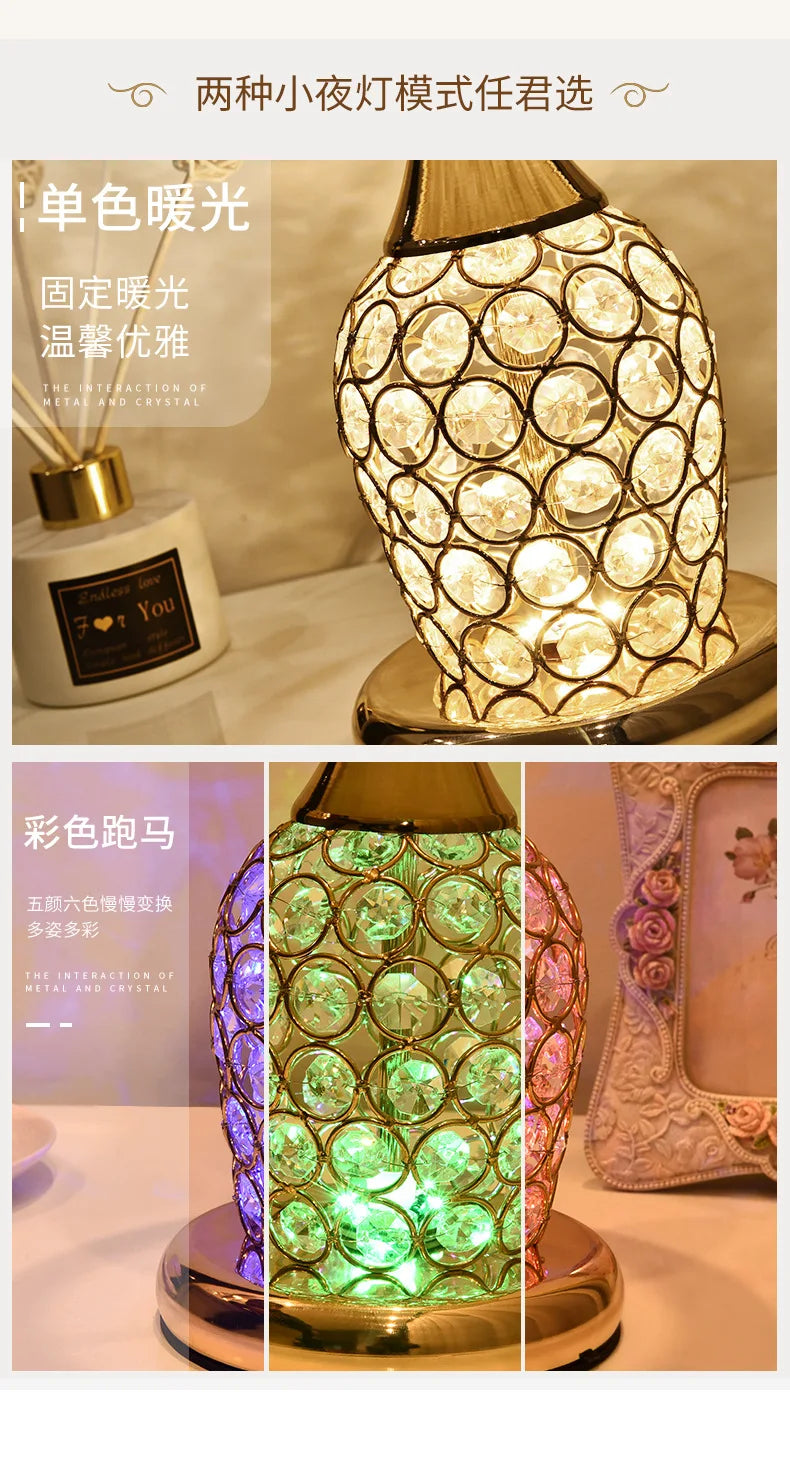 European-Style Crystal Table Lamp Ins Simple Modern Bedroom Warm Romantic Fashion Creative Decorative Bedside Lamp