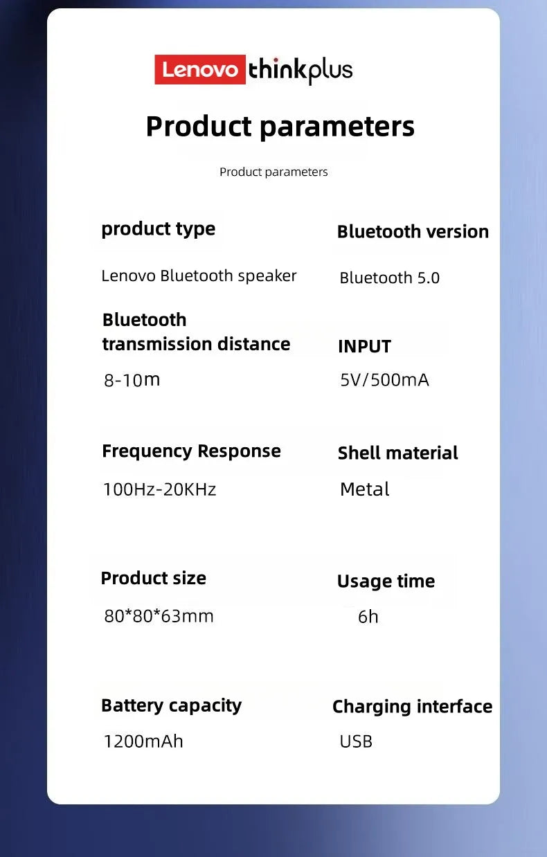 Lenovo K30 wireless Bluetooth speaker with bass emulates the metal texture of car interior and outdoor waterproof portability