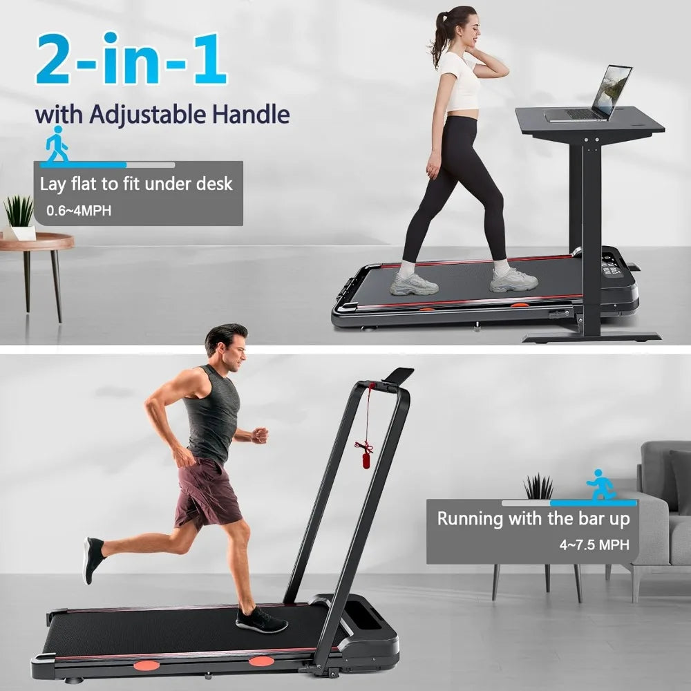 3 in 1 Walking Pad Treadmill with Handle Bar & Incline, 300 lb Capacity, 2.5HP Under Desk Treadmill, Portable Foldable Treadmill