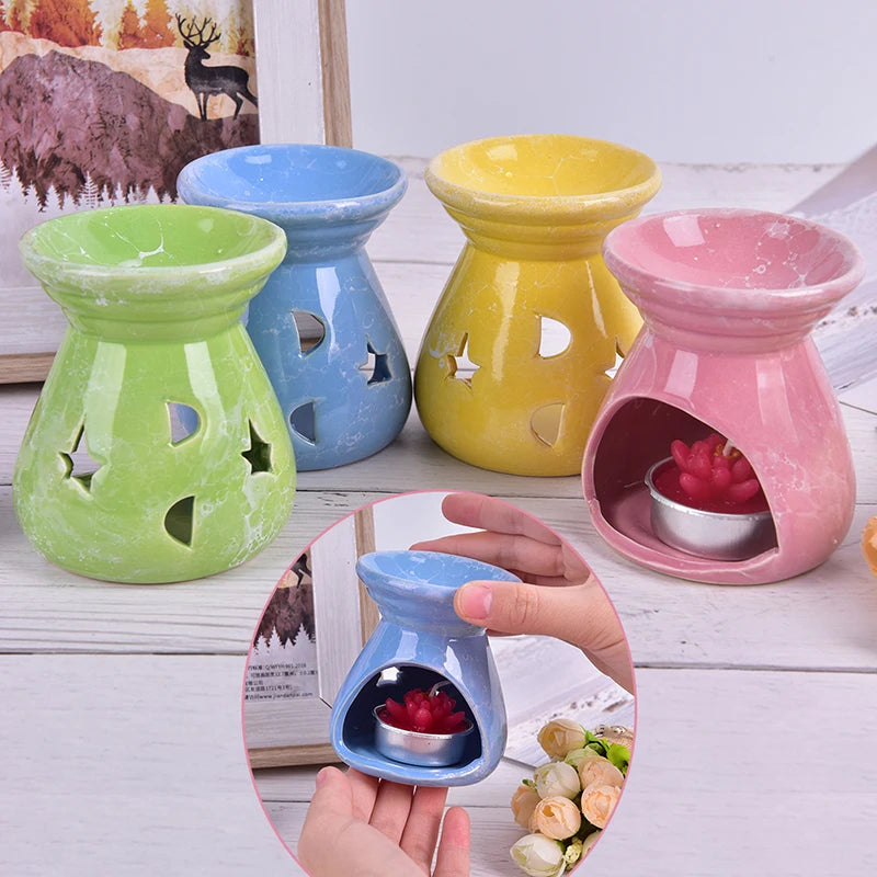 1pc Ceramic Candle Holder Oil Incense Burner Essential Aromatherapy Oil Burner Lamps Porcelain Home Living Room Decoration