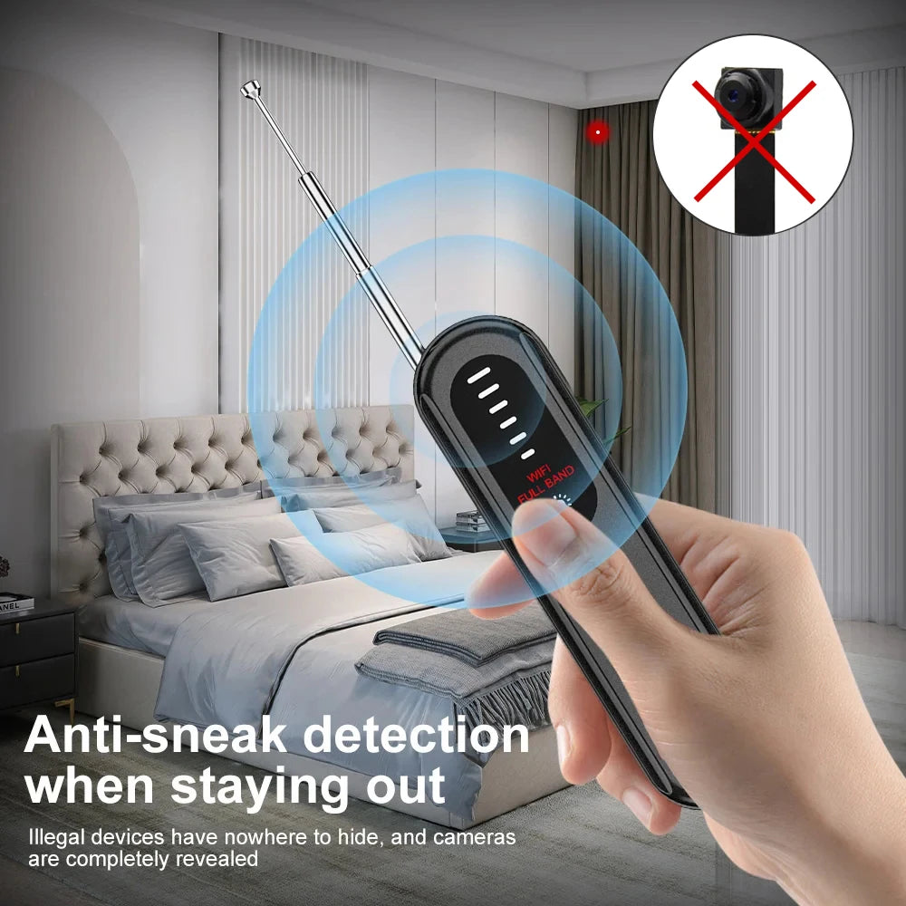 Hidden Camera Detector Anti-Spy Car GPS Tracker Listening Device Bug RF Wireless All Signal Scanner Gadget Security Protection