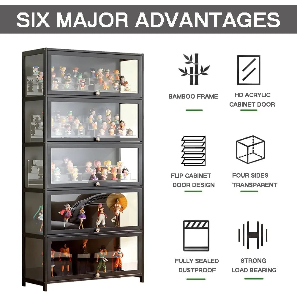 5-Tier Bamboo Curio Display Cabinet