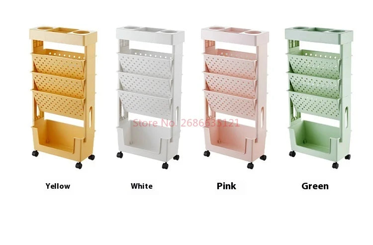 Multi functional household movable classroom desk book storage rack small cart multi-layer stationery sorting shelf book bookshe