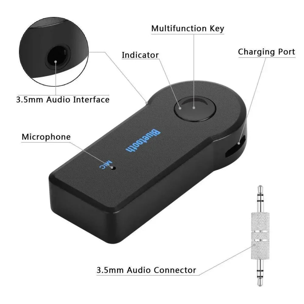 Aux Car Bluetooth Receiver 5.0 Interface 3.5mm Wireless Audio Adapter Hands Free Call Conversion Bluetooth Transmitter