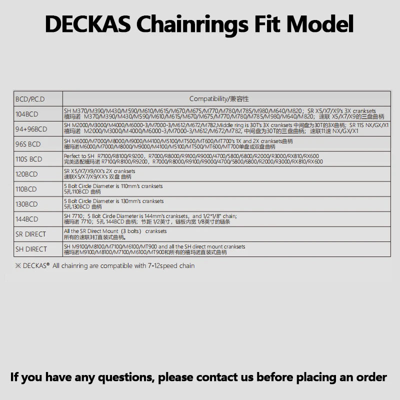 DECKAS 110BCD 130BCD Crown Chainring Narrow Wide Round Chain Ring 36T 38T 40T 42T 44T 46T 48T 50T 52T 54T 56T 58T Sprocket