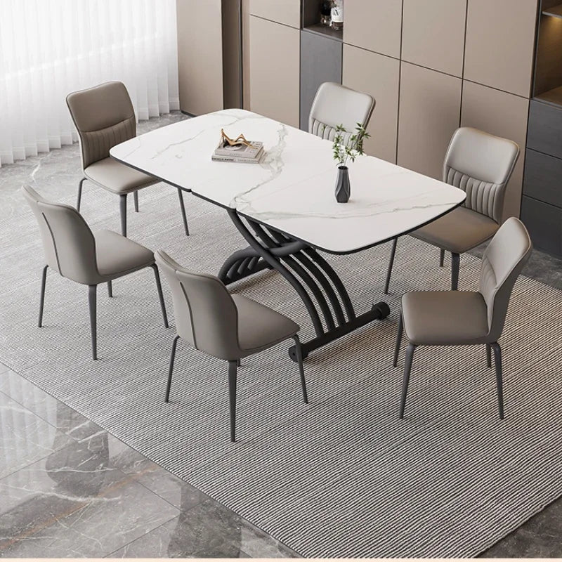 Nordic Simple Kitchen Tables Folding Metal Coffee White Dining Table Modern Slate Tavoli Da Pranzo Small Furniture HD50CZ