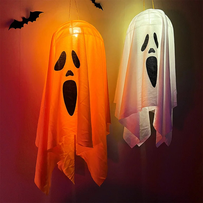 Halloween Party LED Glow Ghost Home Indoor Outdoor Decoration Supplies 2024 Haunted House Bar Hanging Horror Props with Lights