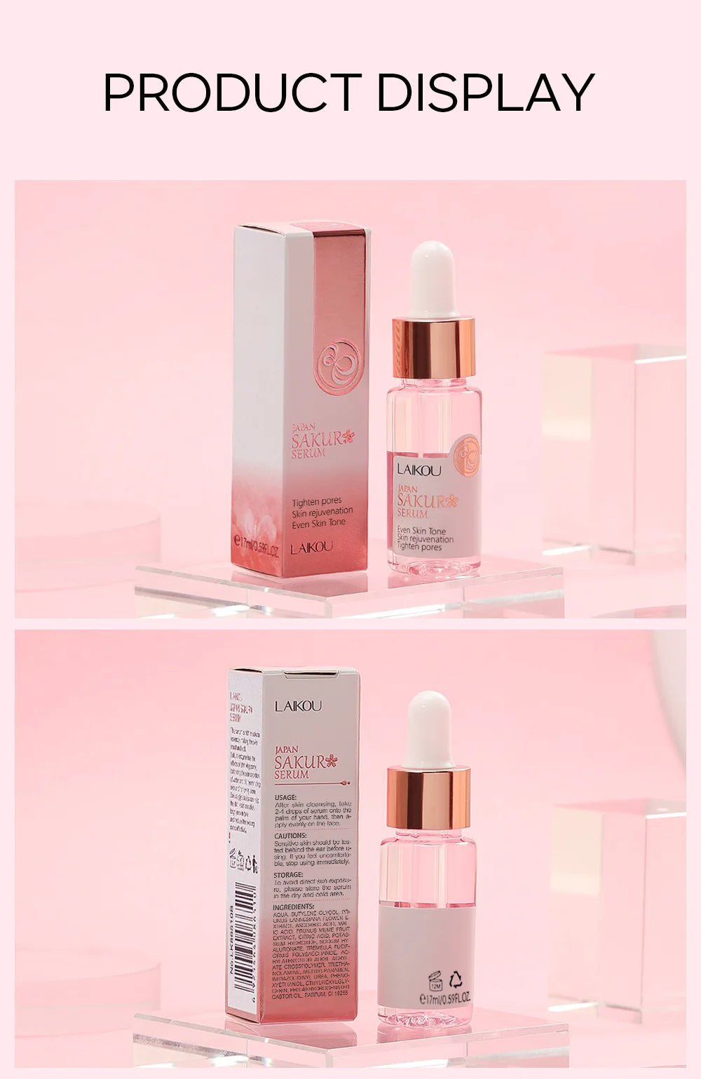 LAIKOU Serum Japan Sakura Essence Balance Grease  Hyaluronic Acid Pure Brightening Rejuvenation Skin Care Face Serum