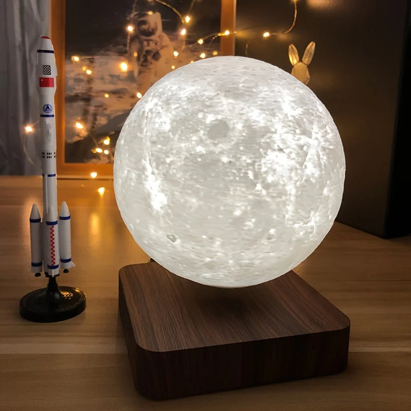 Levitating Moon Table Lamp, Magnetic Floating Night Light With 3 Lighting Modes, 3D Printed Levitation Bedside Table Lamp For Of