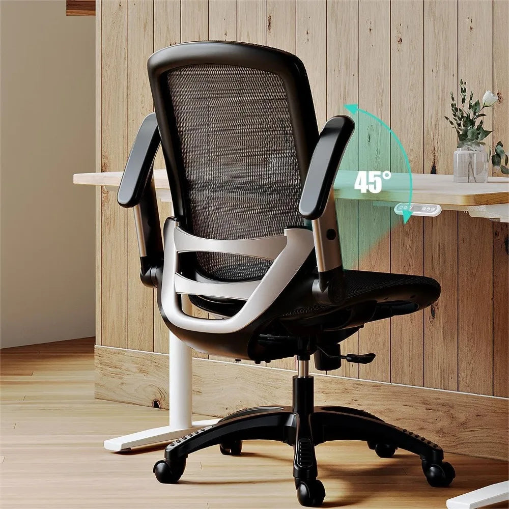 Ergonomic Office Chair,Lumbar Support and Adjustable Flip-up Arms,Soft Wide Seat, High Back Home Ergonomic Chairs, Easy Assemble