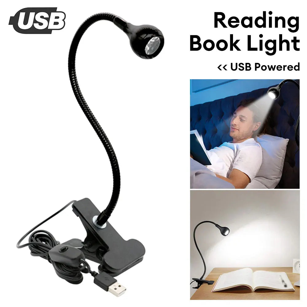 LED Desk Lamp Eye Protection Lamp Flexible Table Lamp USB Reading Light Adjustable Goosenecks Clip On Light Night Light