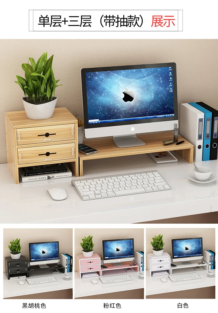 Desktop Monitor Elevated Rack Laptop Office Desk Shelf Keyboard Storage Organizing Desktop Storage Box