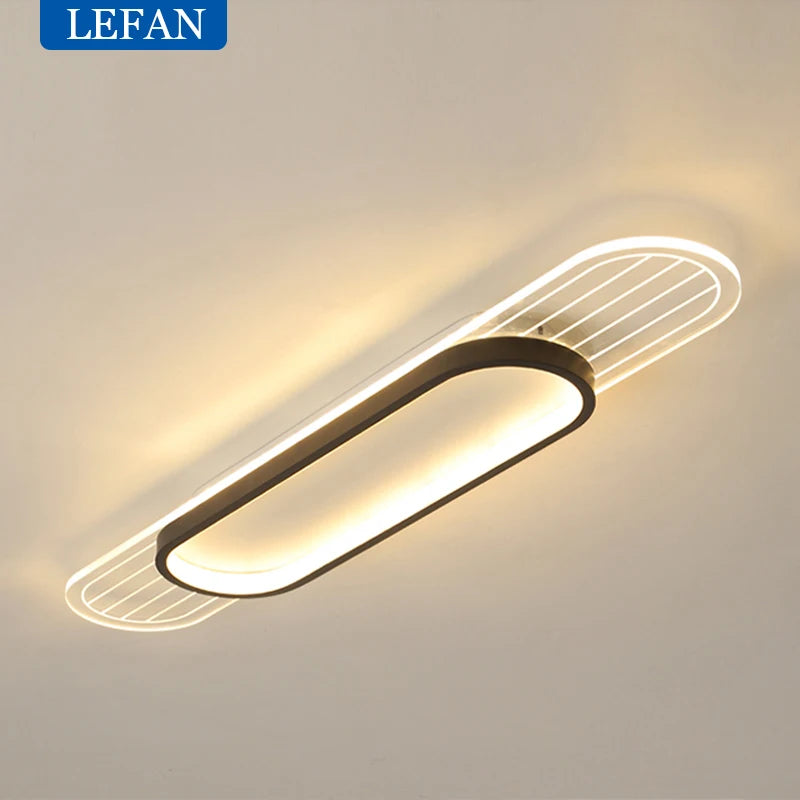 Modern Rectangle LED Acrylic Ceiling Overhead Lamp for Hallway Aisle Corridor Black Golden Hanging Lighting Home Luminaire