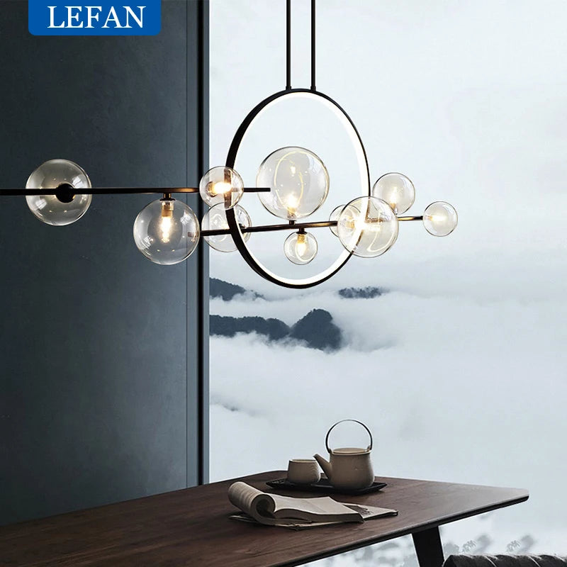 Modern LED Ceiling Novelty Glass bubble Chandelier Nordic Dining room Lamp Restaurant lighting Kitchen Home Decor Hanging lights