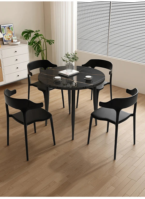 Bistro Slate Kitchen Tables Black Coffee Nordic Retro Dining Table Poker Minimalist Tavoli Da Pranzo Small Furniture HD50CZ