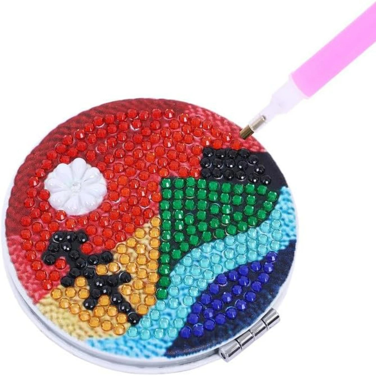 Elegant Hand-Painted Compact Mirror for On-The-Go Touch-Ups - Luxurious Miniature Artwork - Travel-Friendly Beauty Accessory