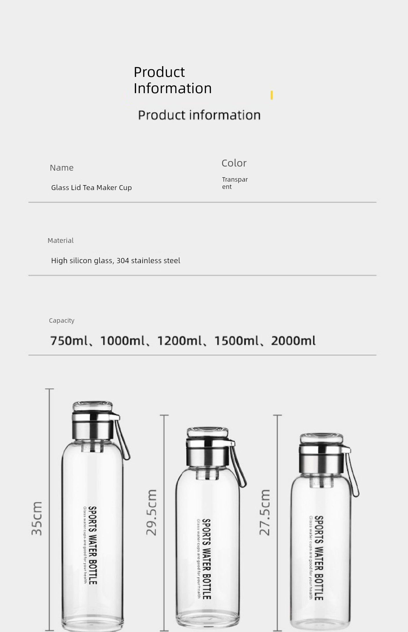 1000ml Men's Tea Making Office Glass Cup