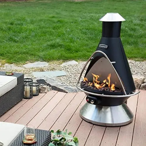 Freestanding Propane Fire Pit with Safety Shut-Off, Lava Rocks, and Durable Steel Construction