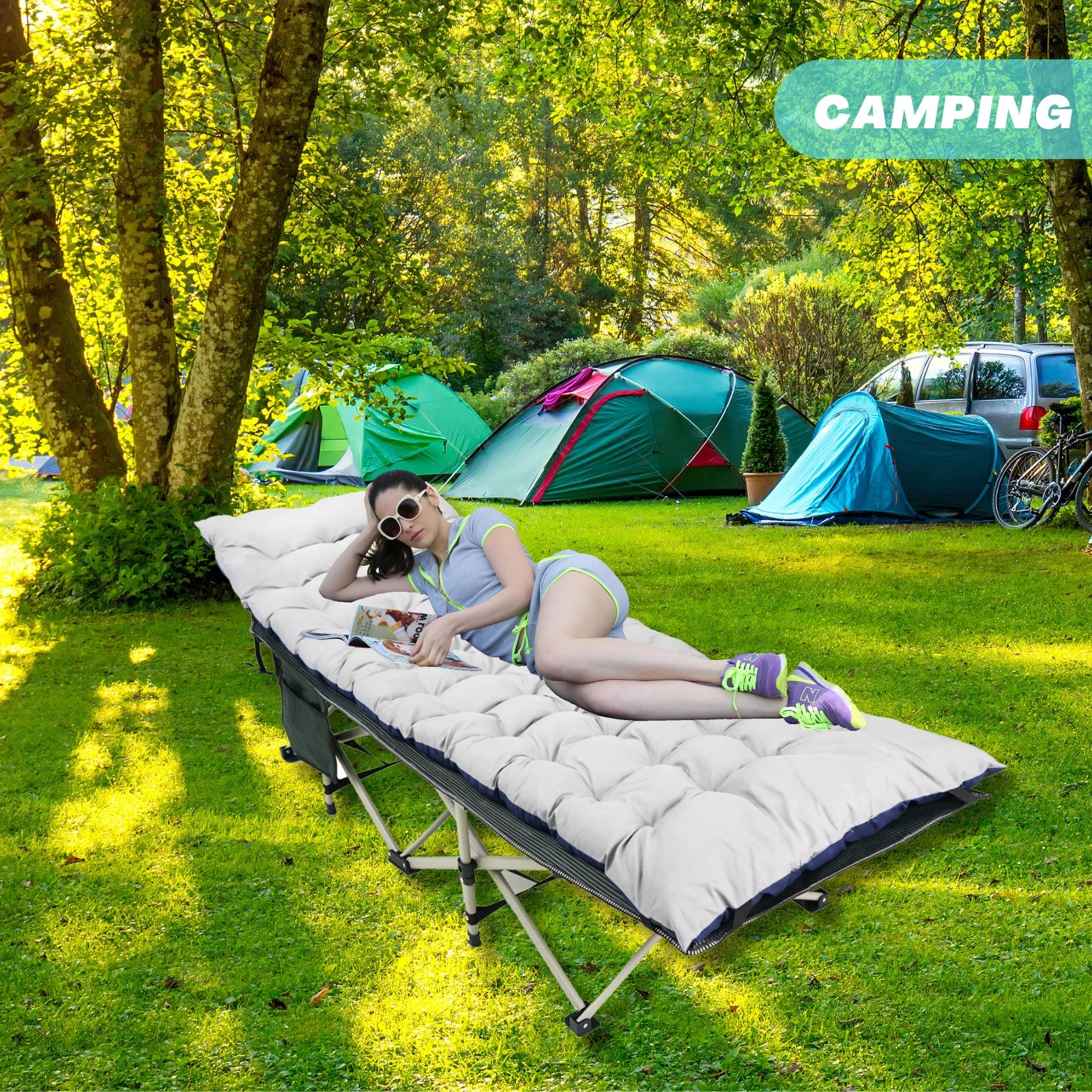 Niceway Camping Cot Folding Camping Bed Portable Outdoor Bed Office Nap Beach Bed Camp For Camping Hiking Single Escort Bed