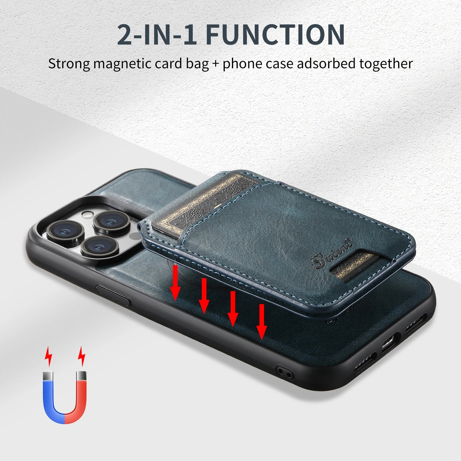 SUTENI Magnetic Card Slot Leather Wallet Bags Phone Cases For iPhone 16 15 14 13 12 Pro Max Plus Cover