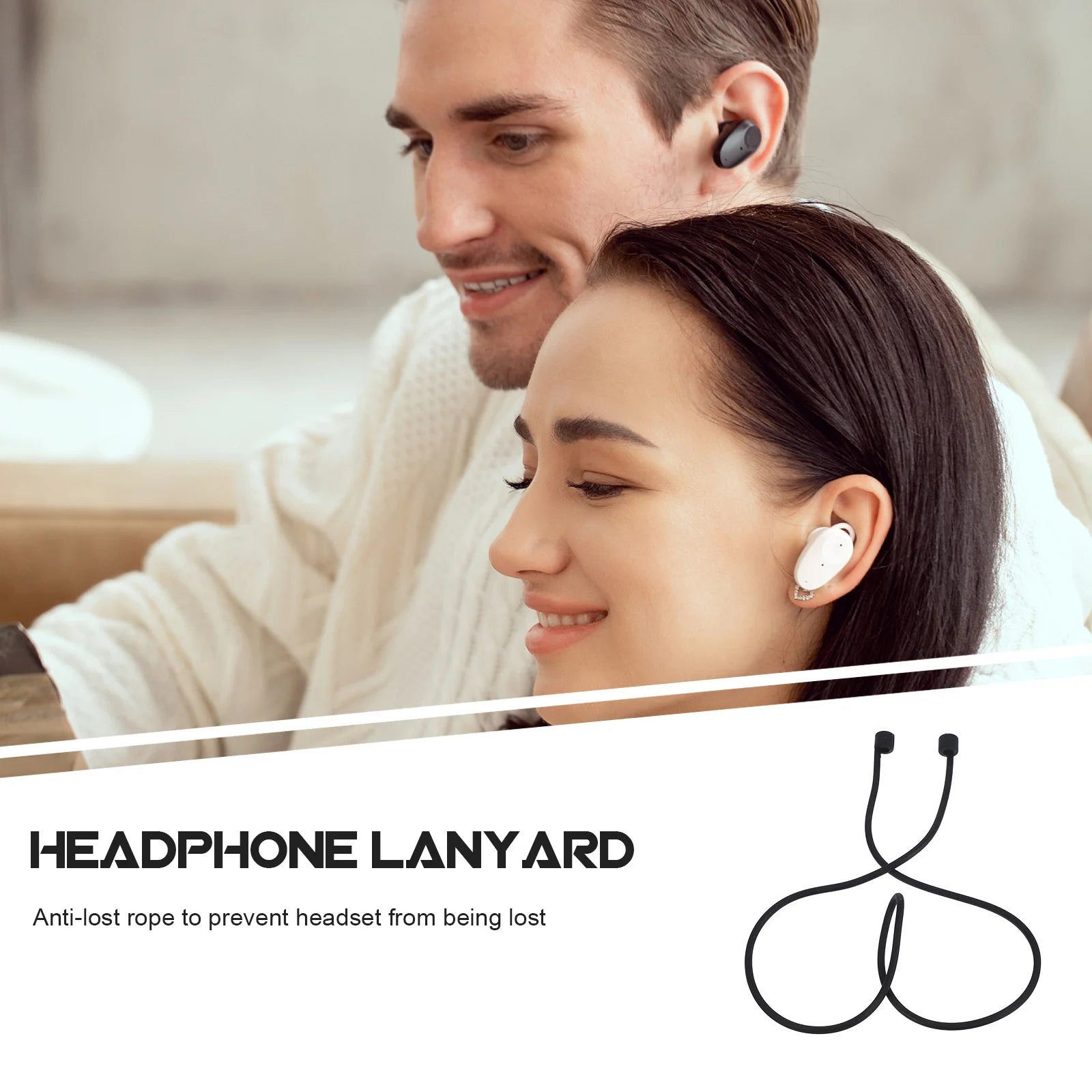 Headphone Lanyard Silicone Ear Buds Loop Earplugs Holders for Ears Anti-lost Leash Rope under Desk Hanger Earbud