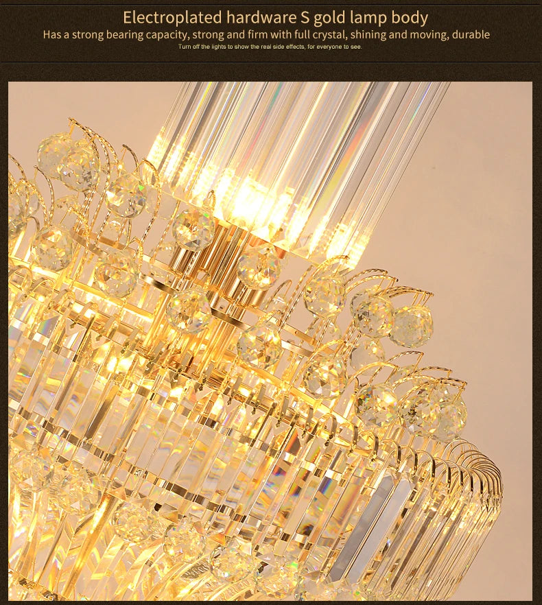 Villa Duplex Building Hollow Living Room Restaurant Light Luxury Crystal Chandelier Classic Hotel Lobby Exhibition Hall Lighting