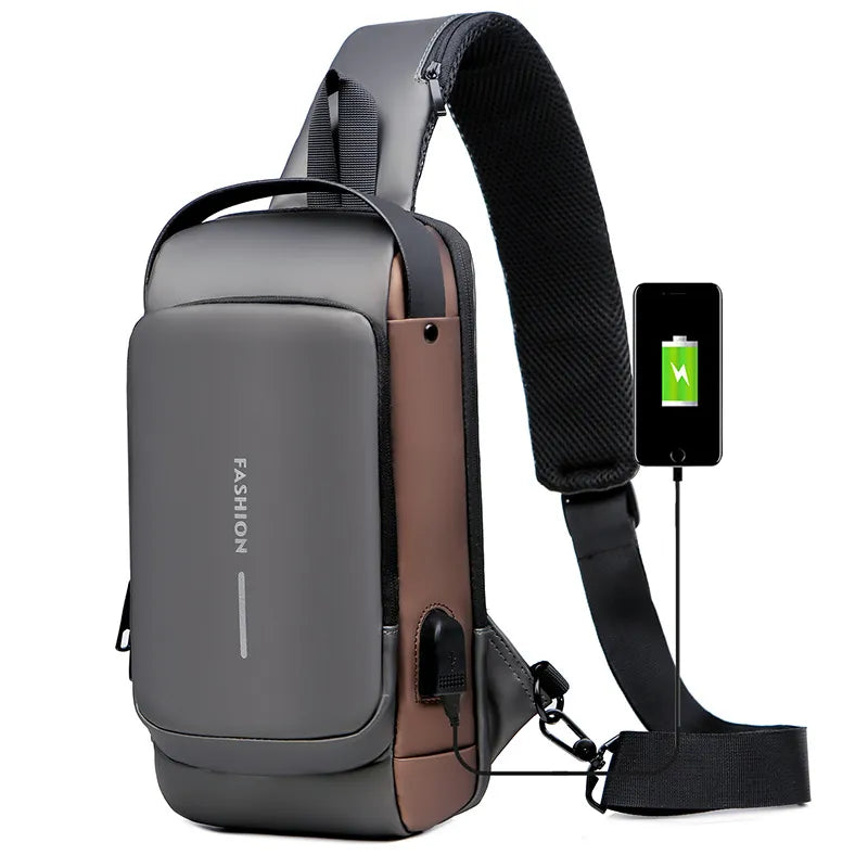 Men's Waterproof USB Chest Bag