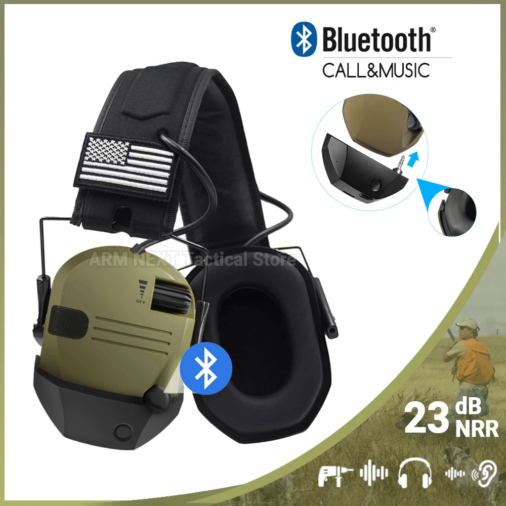 Wireless Tactical Electronic Shooting Earmuff Anti noise Headset Sound Amplification Hearing with Bluetooth adapter