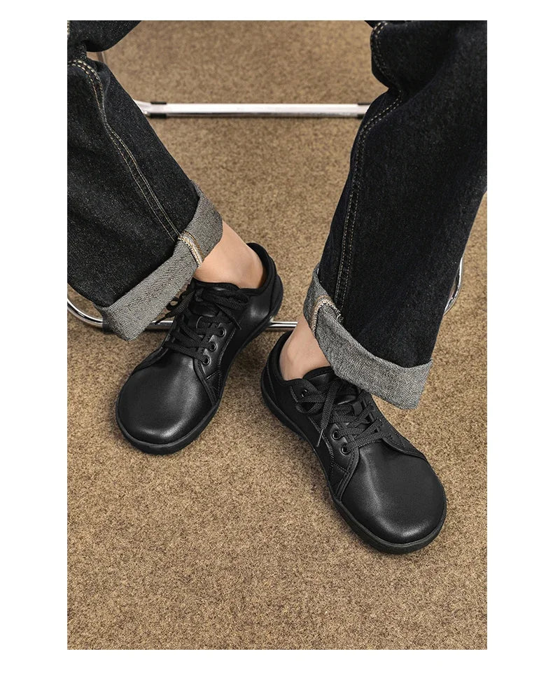 Men Shoes Wide Barefoot Shoes for Men Minimalist Leather Casual Shoes Breathable Comfortable White Shoes Walking Sneakers