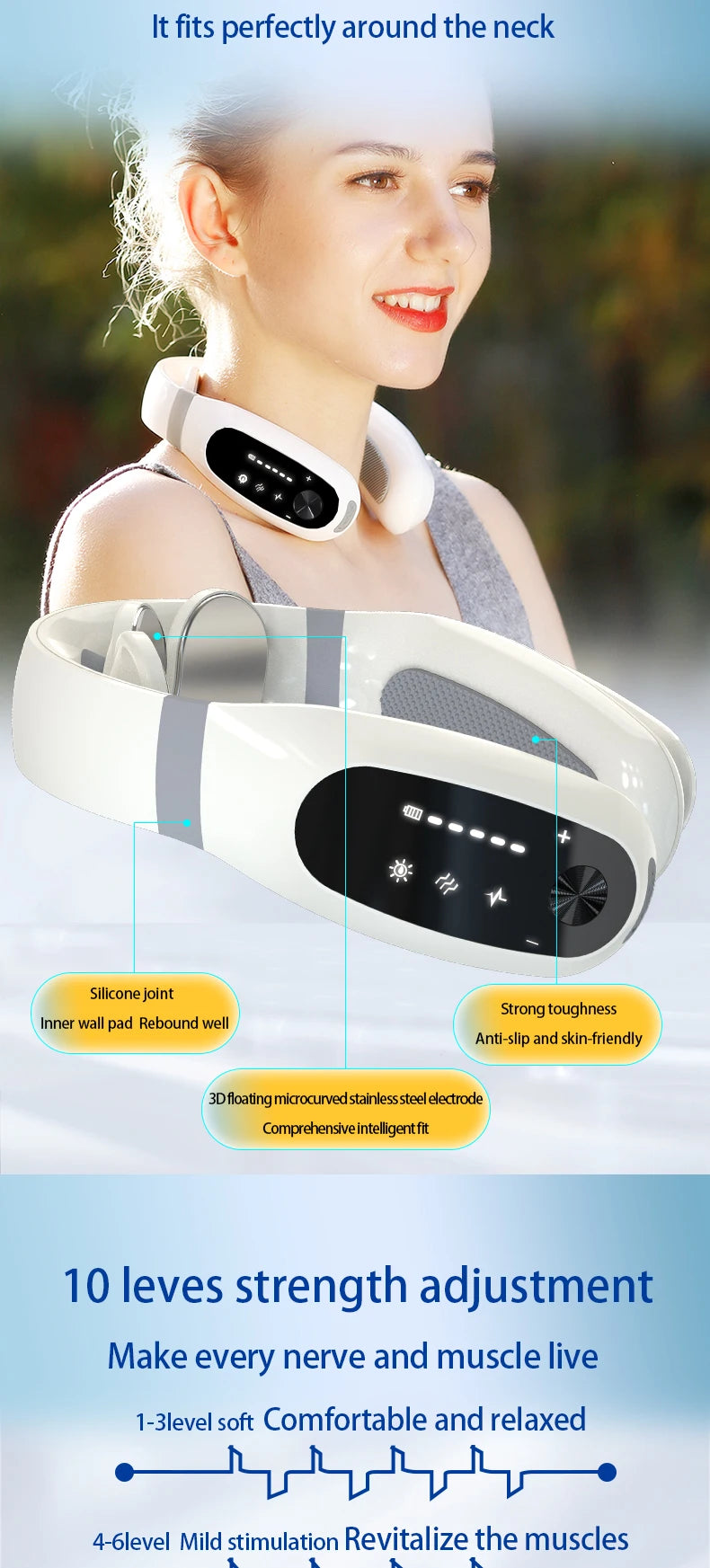 New Product Ideas 2024 Smart Health Wellness Neck Care Massager TENS Heating Therapy Muscle Pain Relief cervical Massage Device