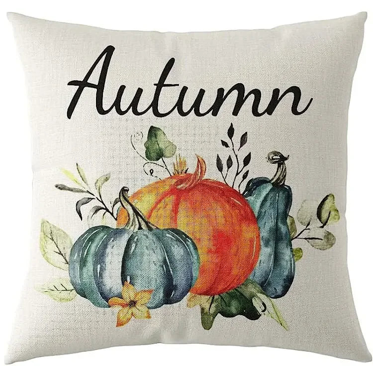 Autumn Pumpkin Cushion Cover Thanksgiving Decor Pillowcase 18x18 Inches Pillow Cover Maple Leaves Printed Cushion Case for Couch