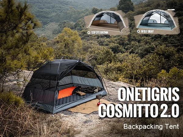 OneTigris COSMITTO 2.0 Backpacking Tent 3-Season Easy Setup Instant 2 Person Camping Tent For Hiking Trekking Fishing