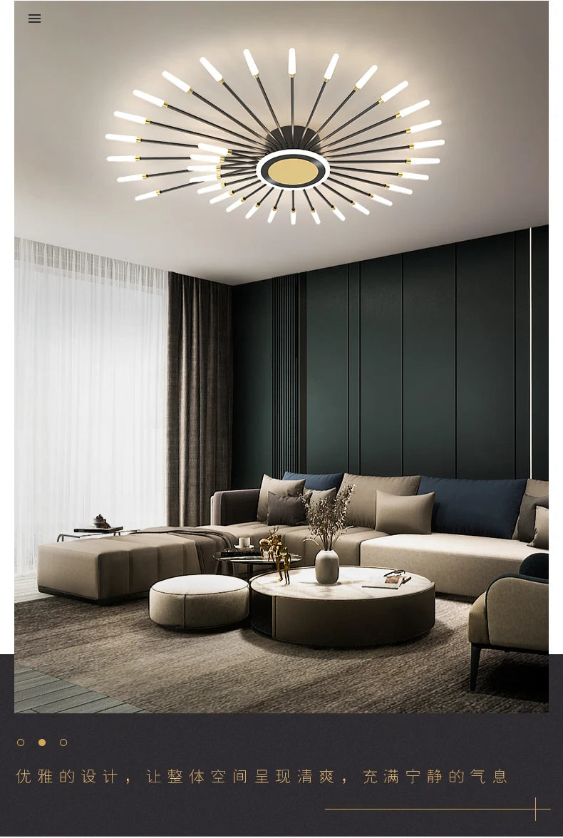 Modern Ceiling Chandelier lighting spiral firework shape Nordic living room Dimmable LED Lamps bedroom Home Decoration fixtures