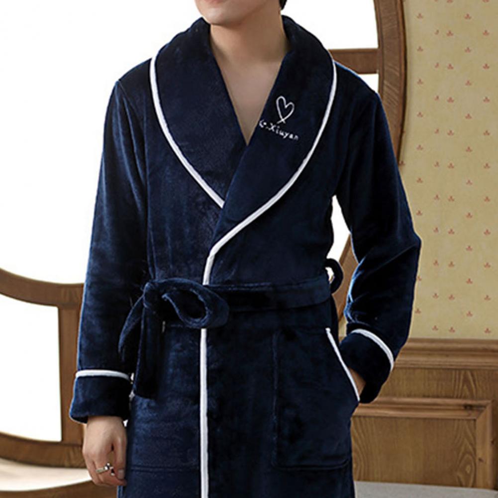 Extra Large Bathrobe Super Soft Men's Winter Sleepwear Absorbent Bathrobe with Pocket Design Cozy Couple Pajamas for Home