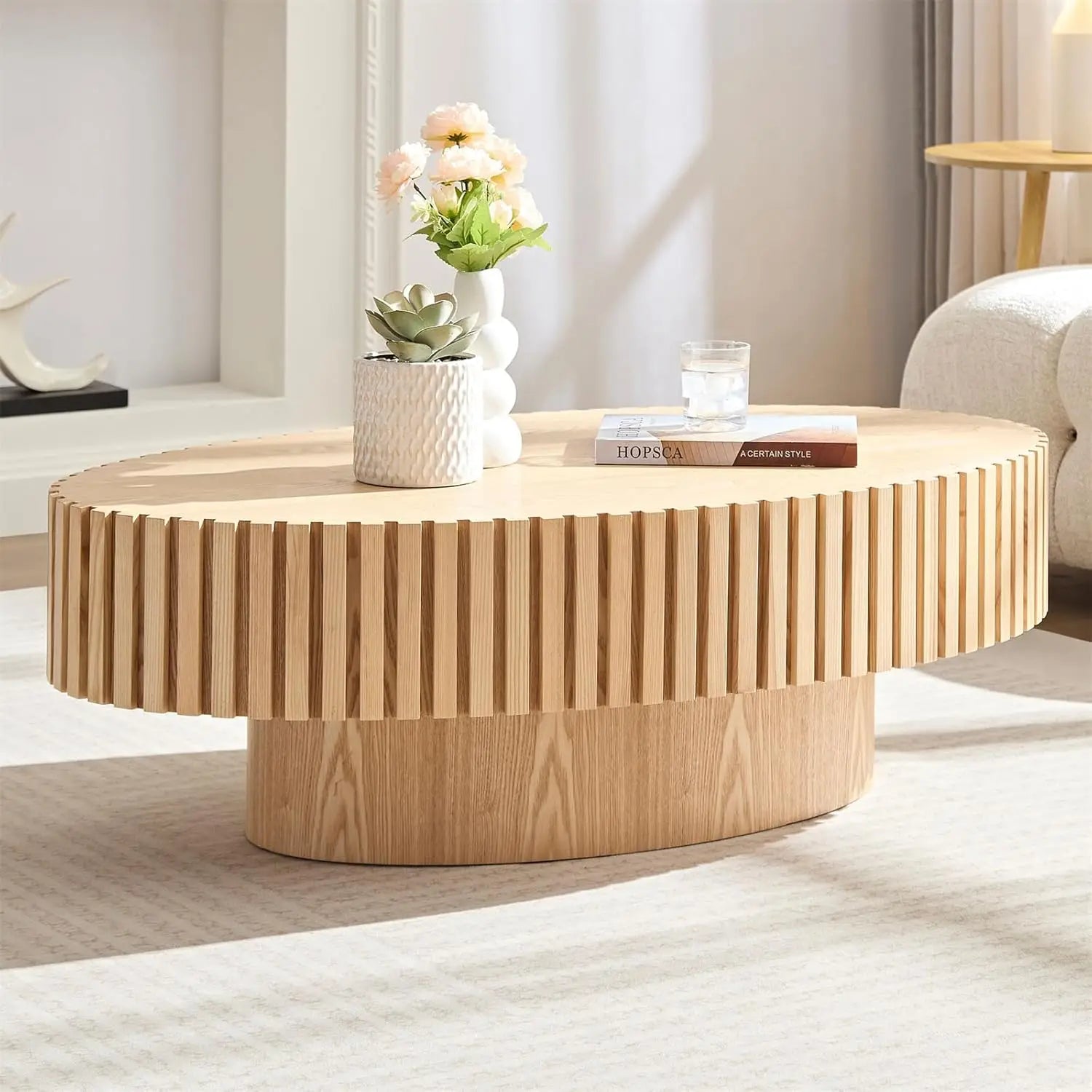 Modern Oval Wood Coffee Table