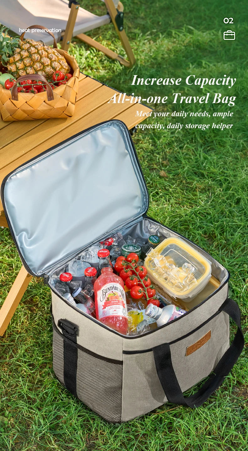 30L Camping Soft Cooler Bag Large Insulated Picnic Lunch Bag Cooling Bag with Hard Liner for Outdoor BBQ Family Activities