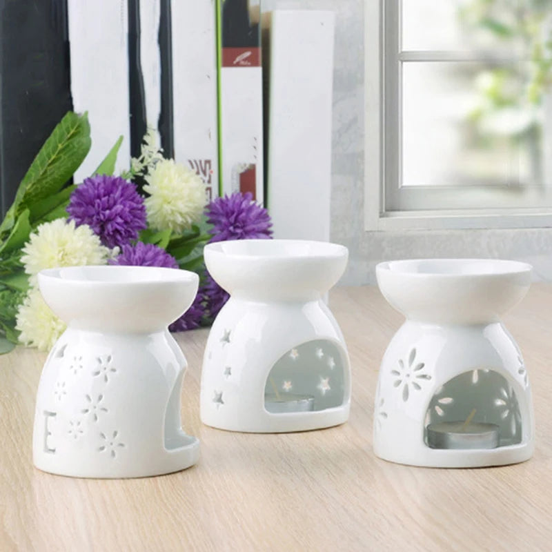 1pc Ceramic Candle Holder Oil Incense Burner Essential Aromatherapy Oil Burner Lamps Porcelain Home Living Room Decoration