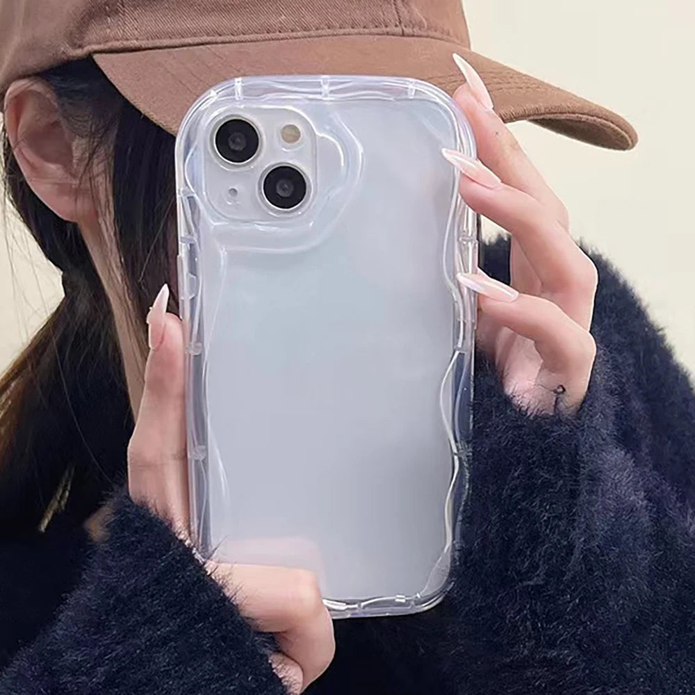 Soft Solid Color Curly Wavy Phone Case For Xiaomi Redmi Note 12 Pro 11 10 9 8 Pro 11S 10S Redmi 10 10C 12C Poco X3 X5 Pro Cover