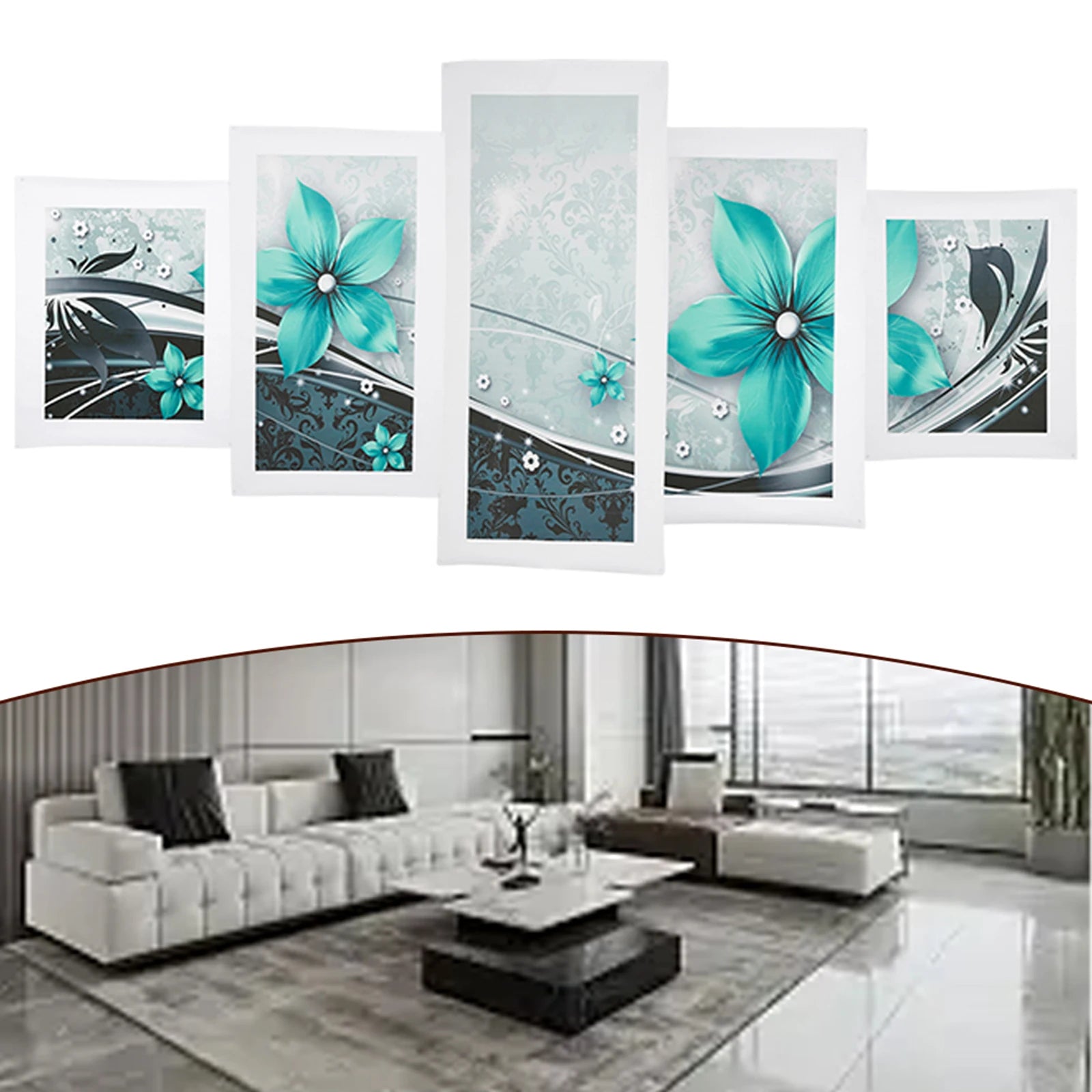 Make a Statement with 5Pcs Modern Flower Canvas Painting Wall Art Home Decor Picture Decor, Brighten Up Any Room No Frame