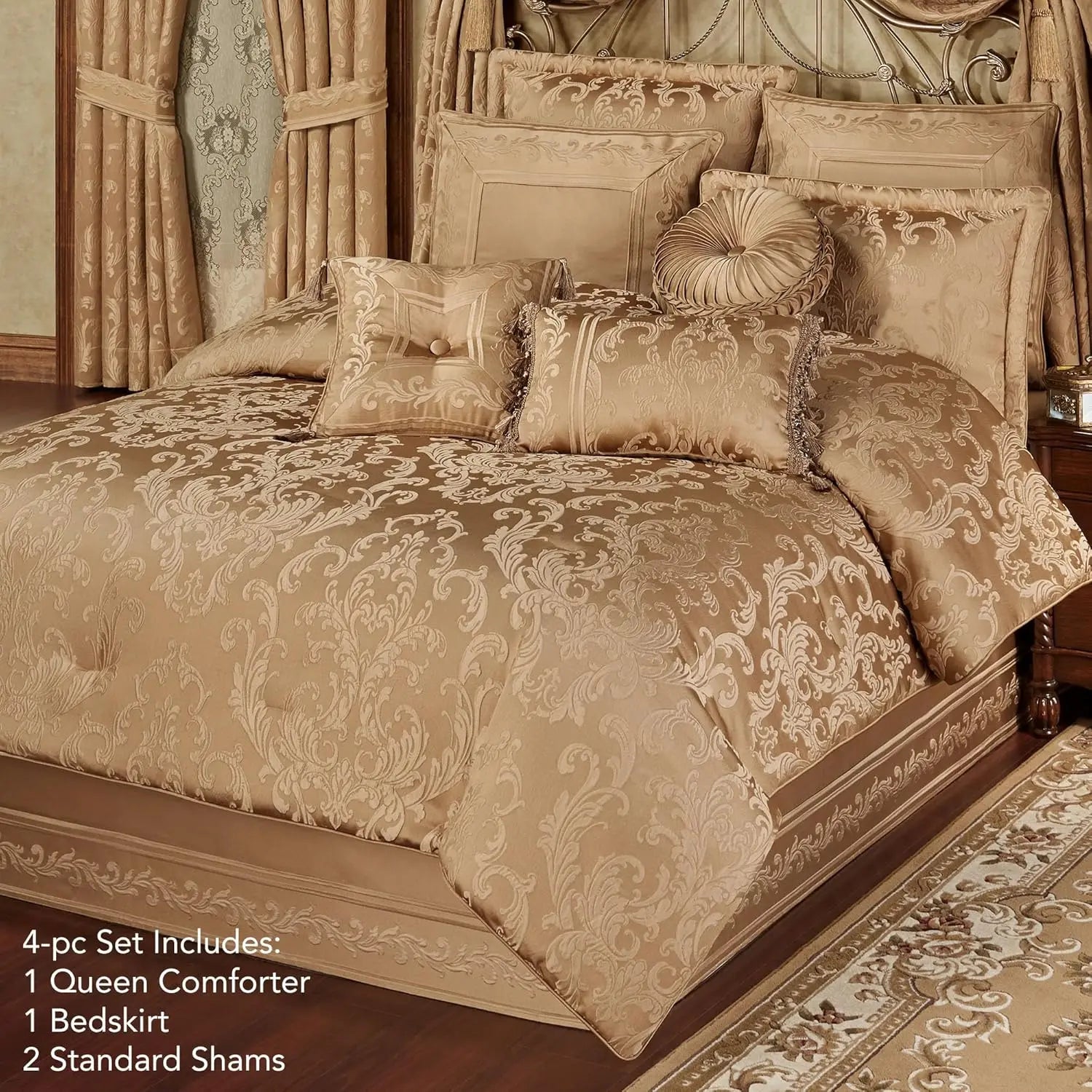 Golden Elegance Jacquard 4-Piece Bedding Set