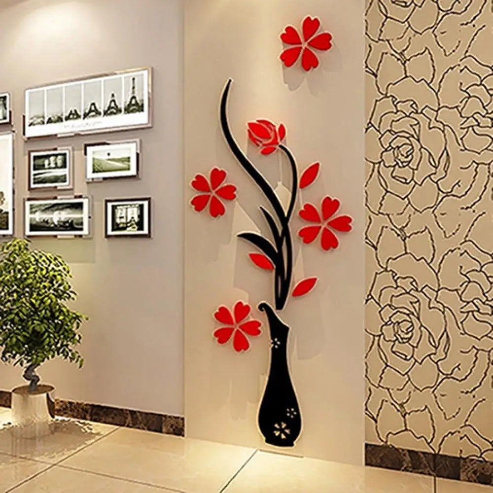 FloraVista 3D Vase Wall Sticker