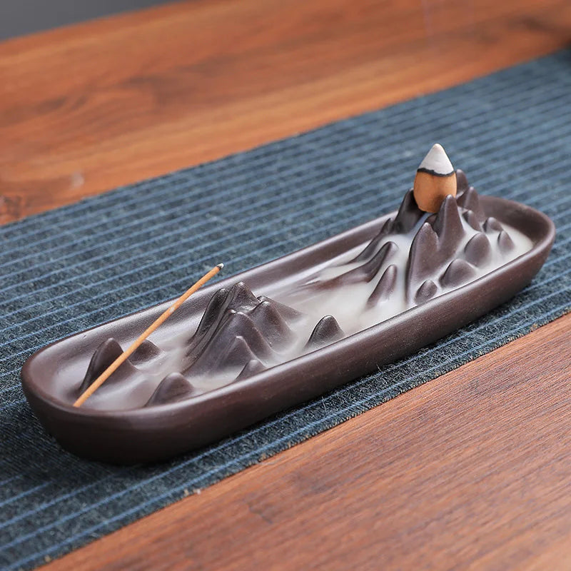 Backflow Incense Holder Waterfall Incense Burner Mountains River Zen Incense Burner Fragrance Fireplace Home Teahouse Yoga Decor