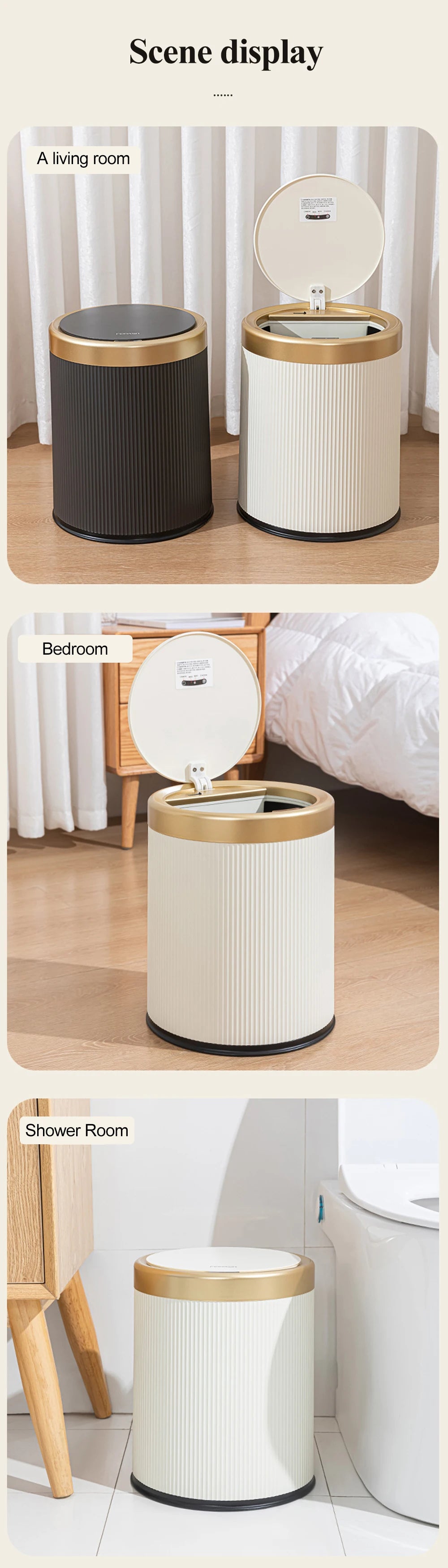 10L Light Luxury Smart Sensor Trash Can For Bathroom Kitchen Automatic Sensor Trash Bin With inner barrel Electric Wastebasket