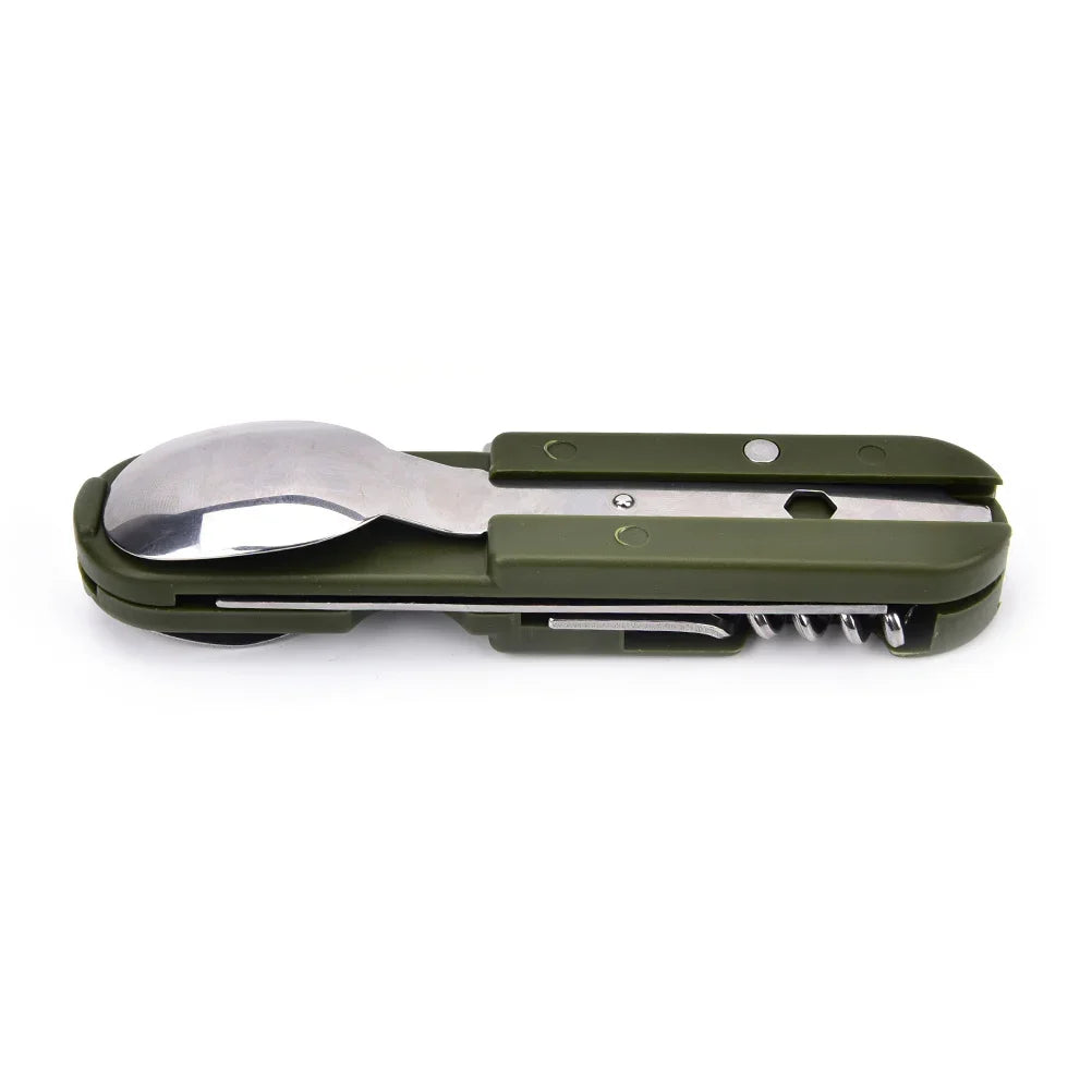 Fork and Spoon Camping Supplies Portable Dinner Set Stainless Steel Outdoor Tableware Folding Knife Equipment Cookware Hiking