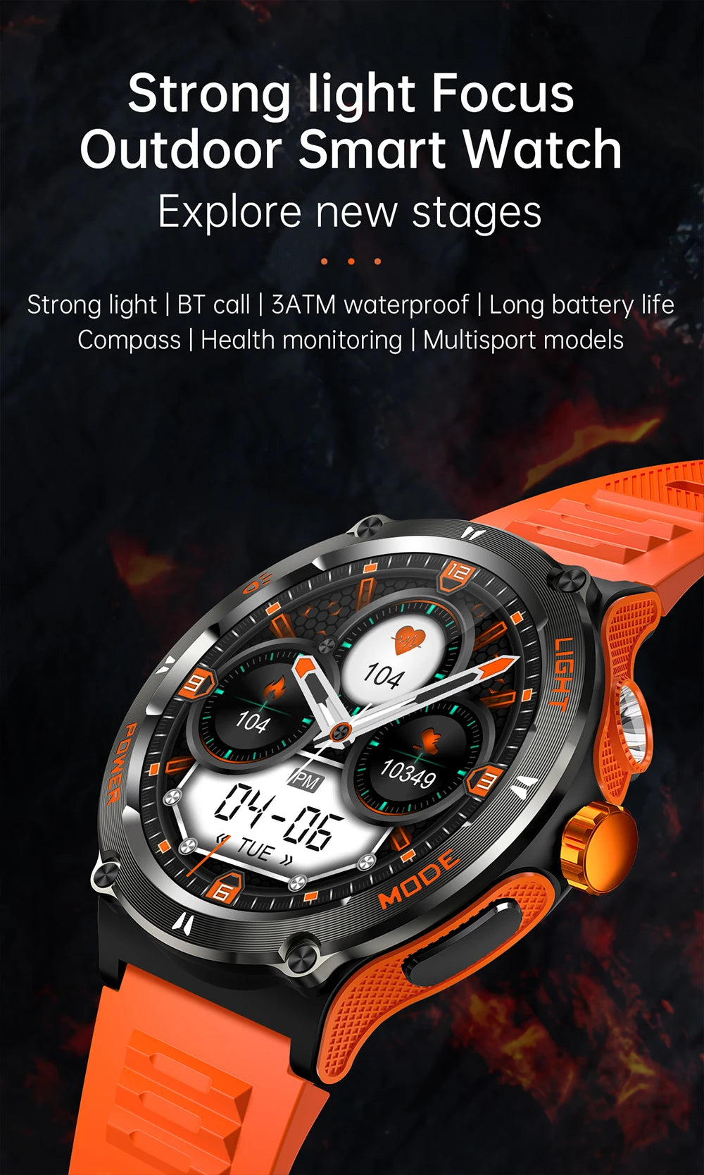 MEVADEN 2024 New Smart Watch Men Bluetooth Call Sports Fitness Tracker Health Monitor Compass Flashlight Smartwatch 500mAh