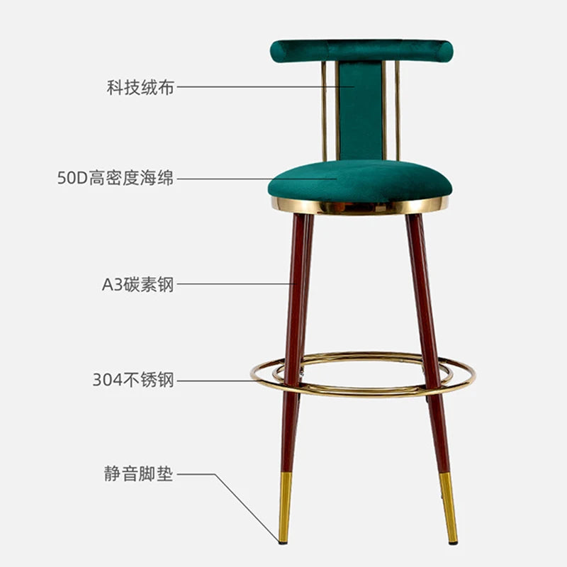 Luxury Manicure Bar Stools Designer Counter Kitchen Salon Chairs Relaxing Cafe Reception Cadeiras De Jantar Bar Furniture TD50DC